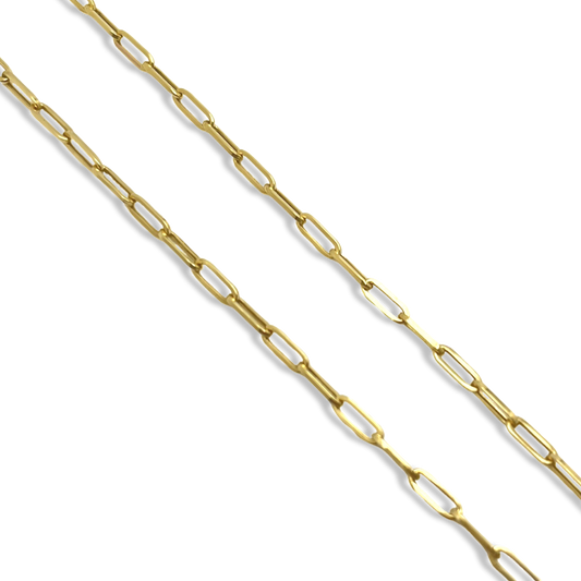 2.2mm Paperclip Yellow Gold Chain Necklace 18”