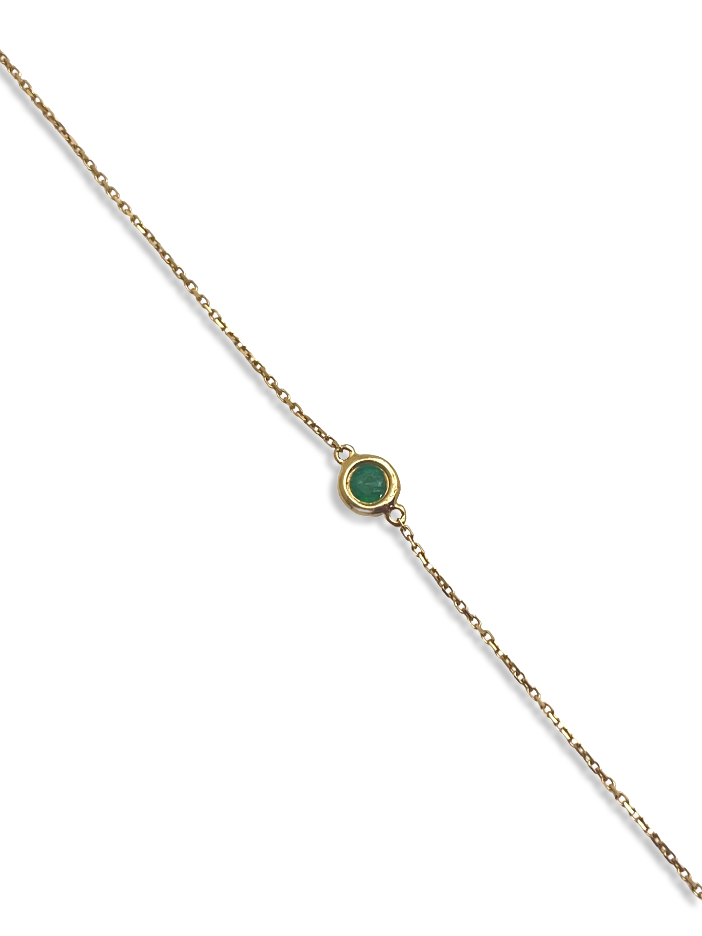 Natural Emerald Solitaire Yellow Gold Bracelet 6-7”