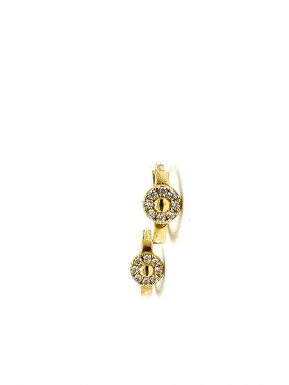 Gold mini hoops with pave cirle