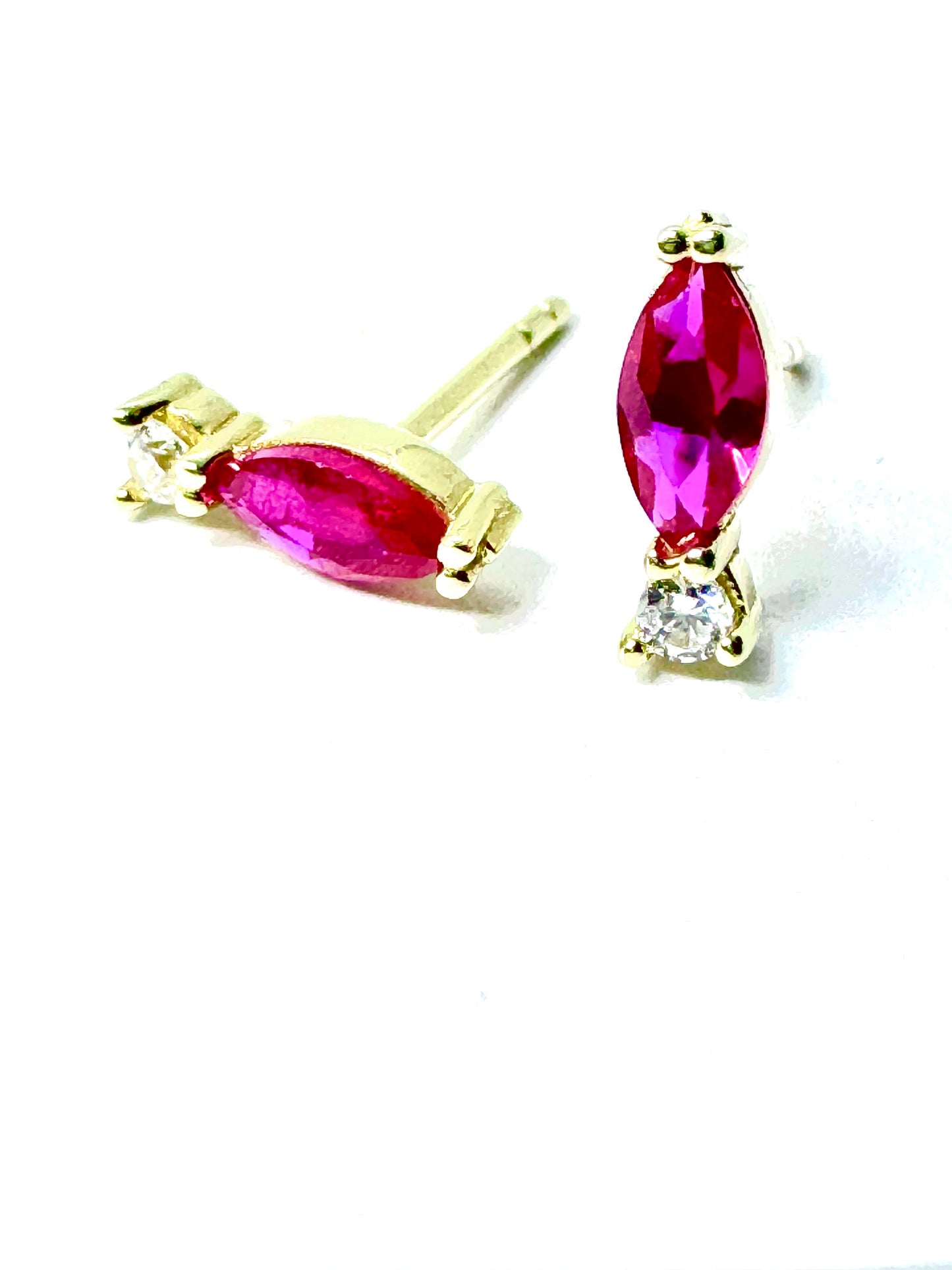 Pink Marquis + Diamond studs